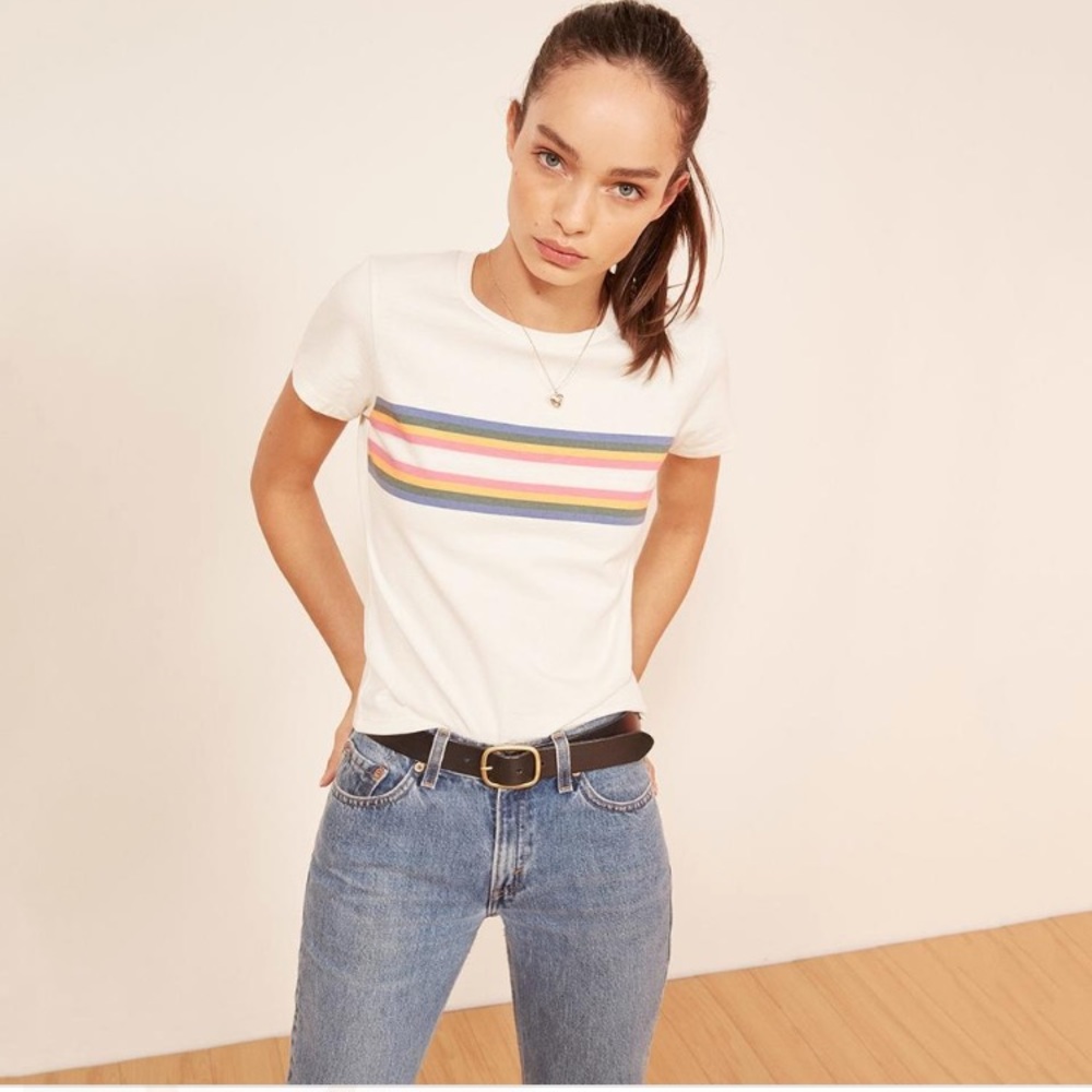 Reformation 70’s Vintage Rainbow Stripe Tee